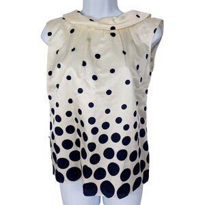Talbots Chic Holiday Ivory/black Polka Dot Cowl Neck Silky Women Lg Y2K Vtg